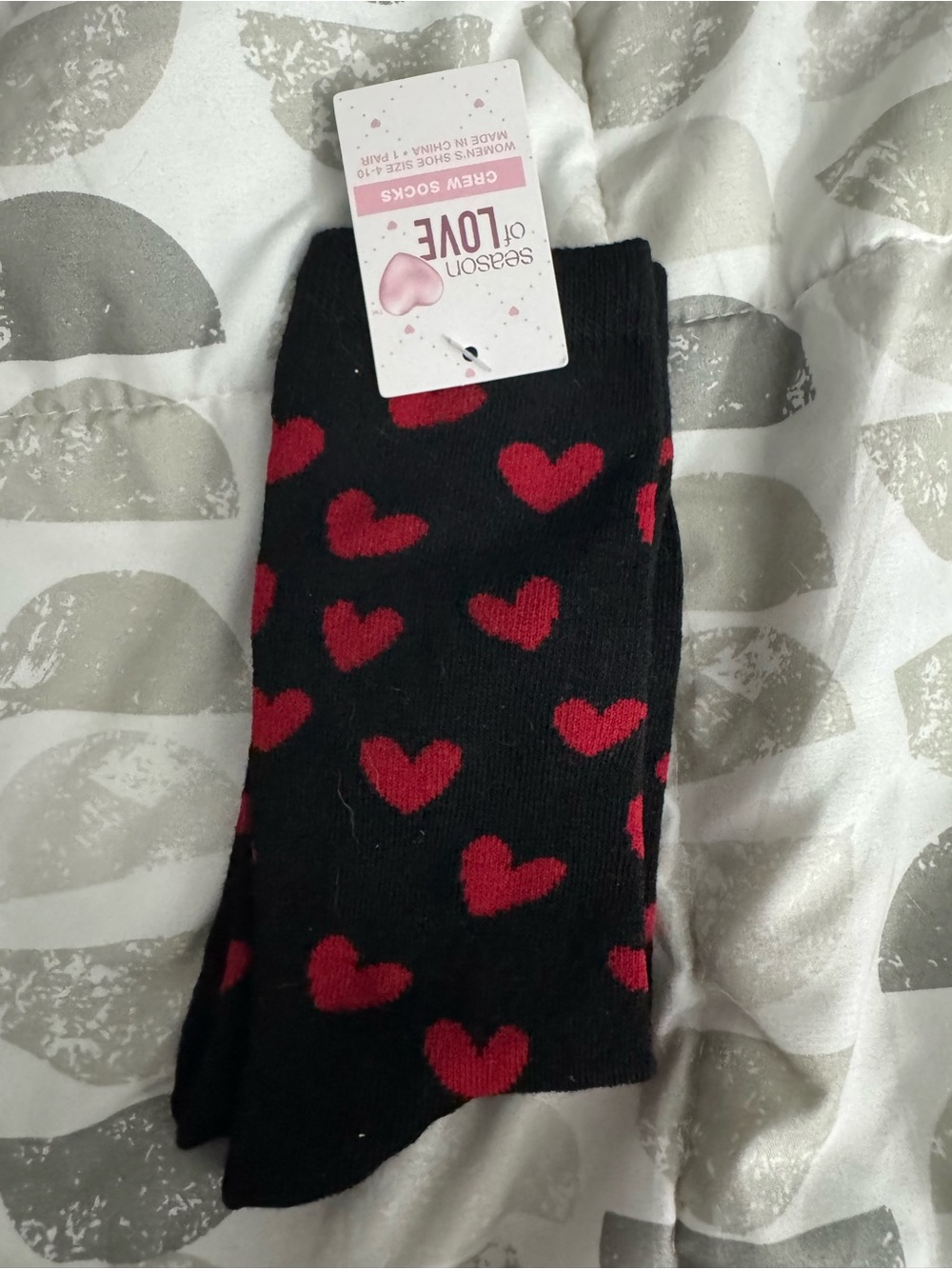 Black Socks with Red Hearts